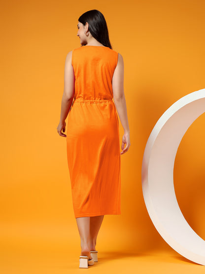 Belted Cotton Fit & Flare Midi Dress