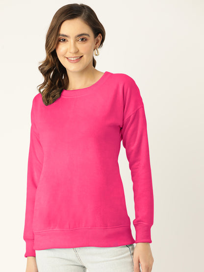 Solid Fleece Pullover Sweatshirt with Pockets