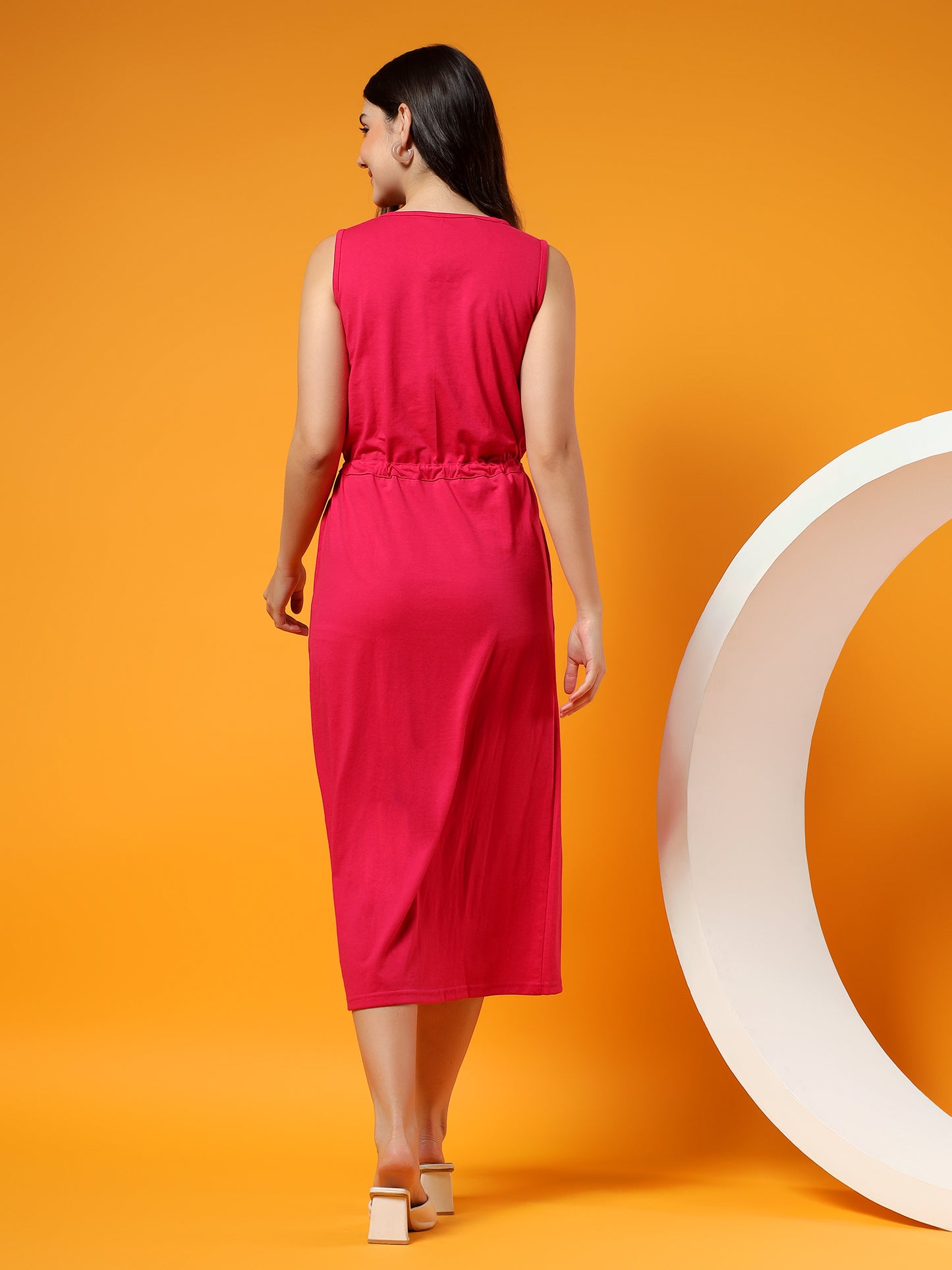 Belted Cotton Fit & Flare Midi Dress