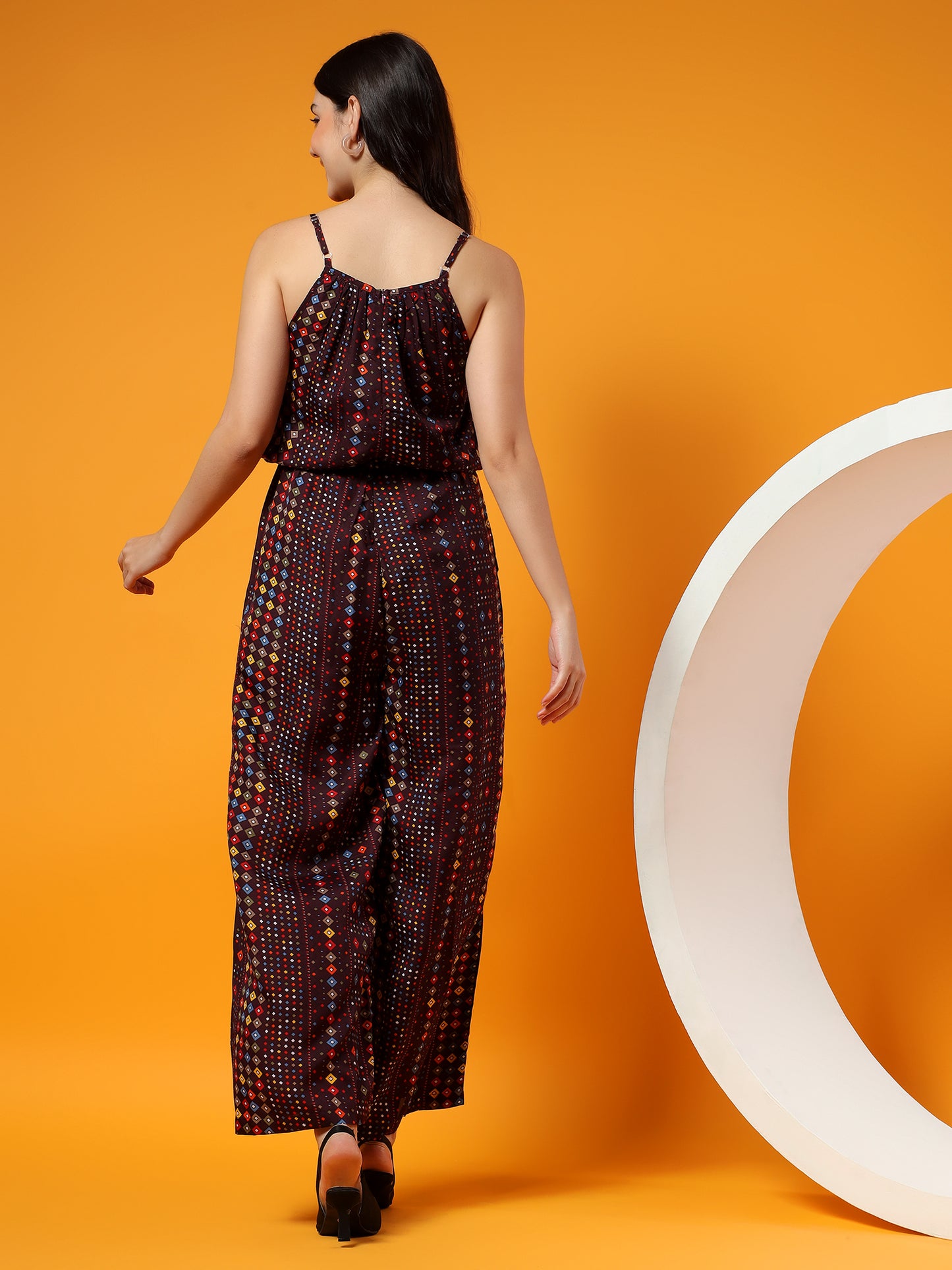 Printed Shoulder Straps Sleeveless Jumpsuit