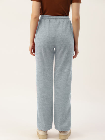 Solid Relaxed Straight Fit PolyCotton Fleece Trousers