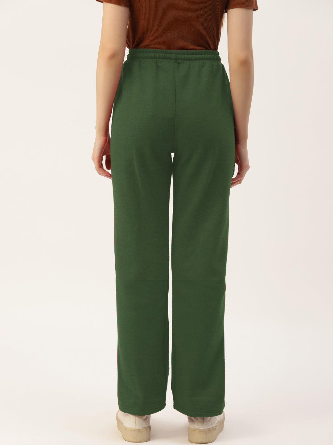 Solid Relaxed Straight Fit PolyCotton Fleece Trousers