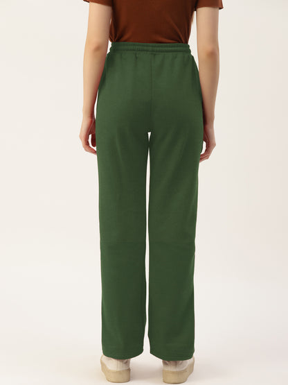Solid Relaxed Straight Fit PolyCotton Fleece Trousers