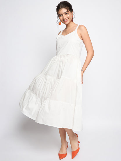 Tiered Fit & Flare Midi Dress
