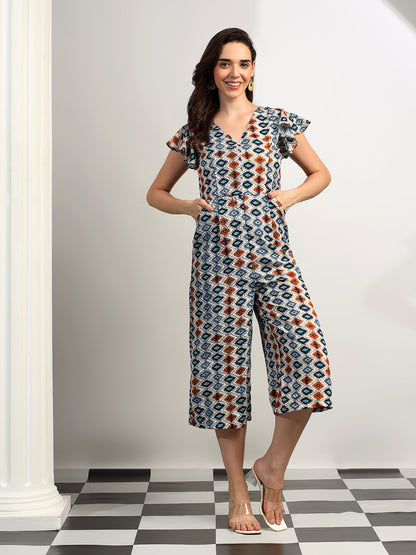 BRINNS Women Printed Short Sleeve Capri Jumpsuit