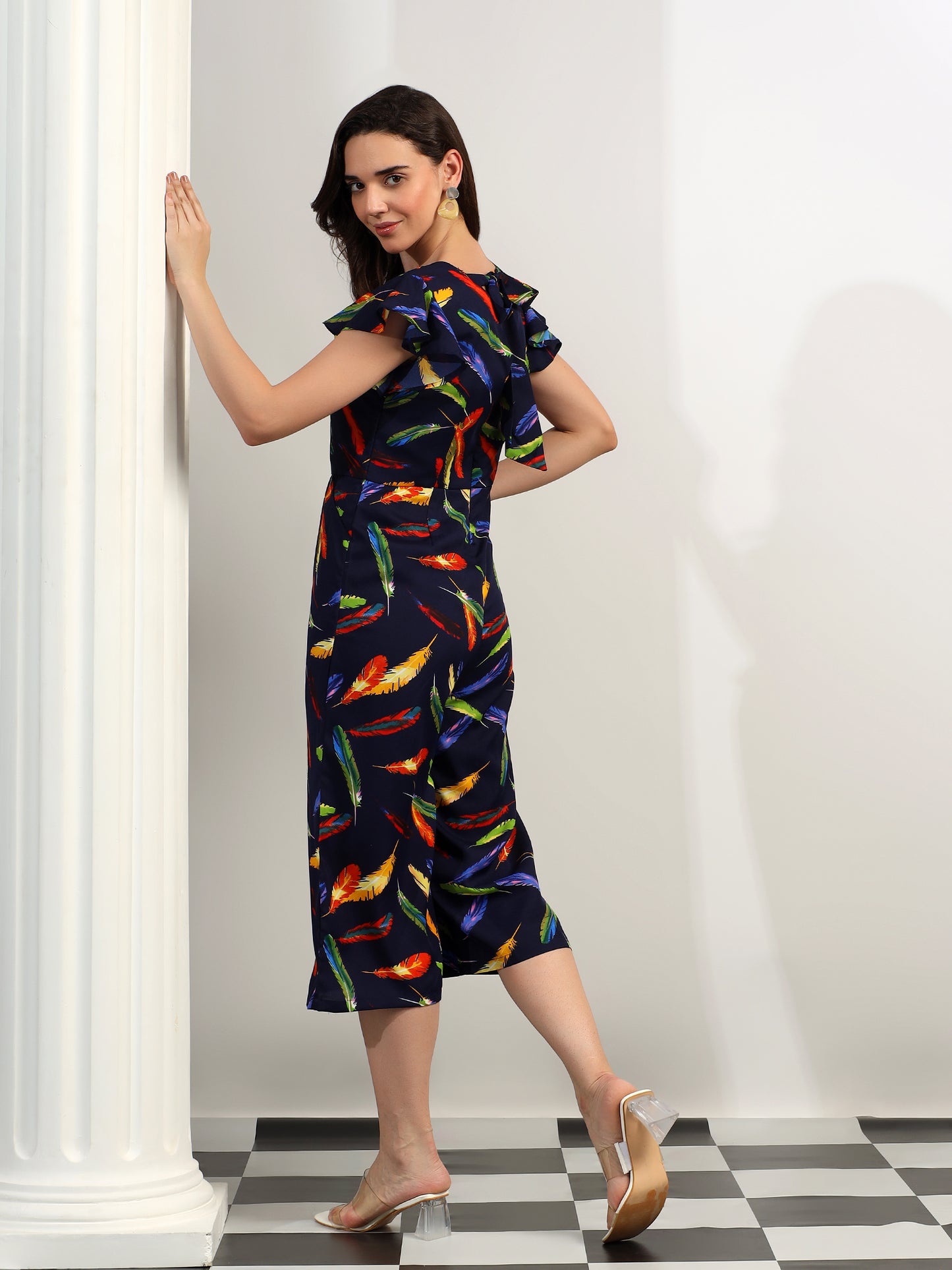 BRINNS Women Printed Short Sleeve Capri Jumpsuit