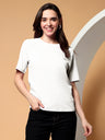 BRINNS Women Solid Raglan Sleeves Round Neck Cotton T-shirt