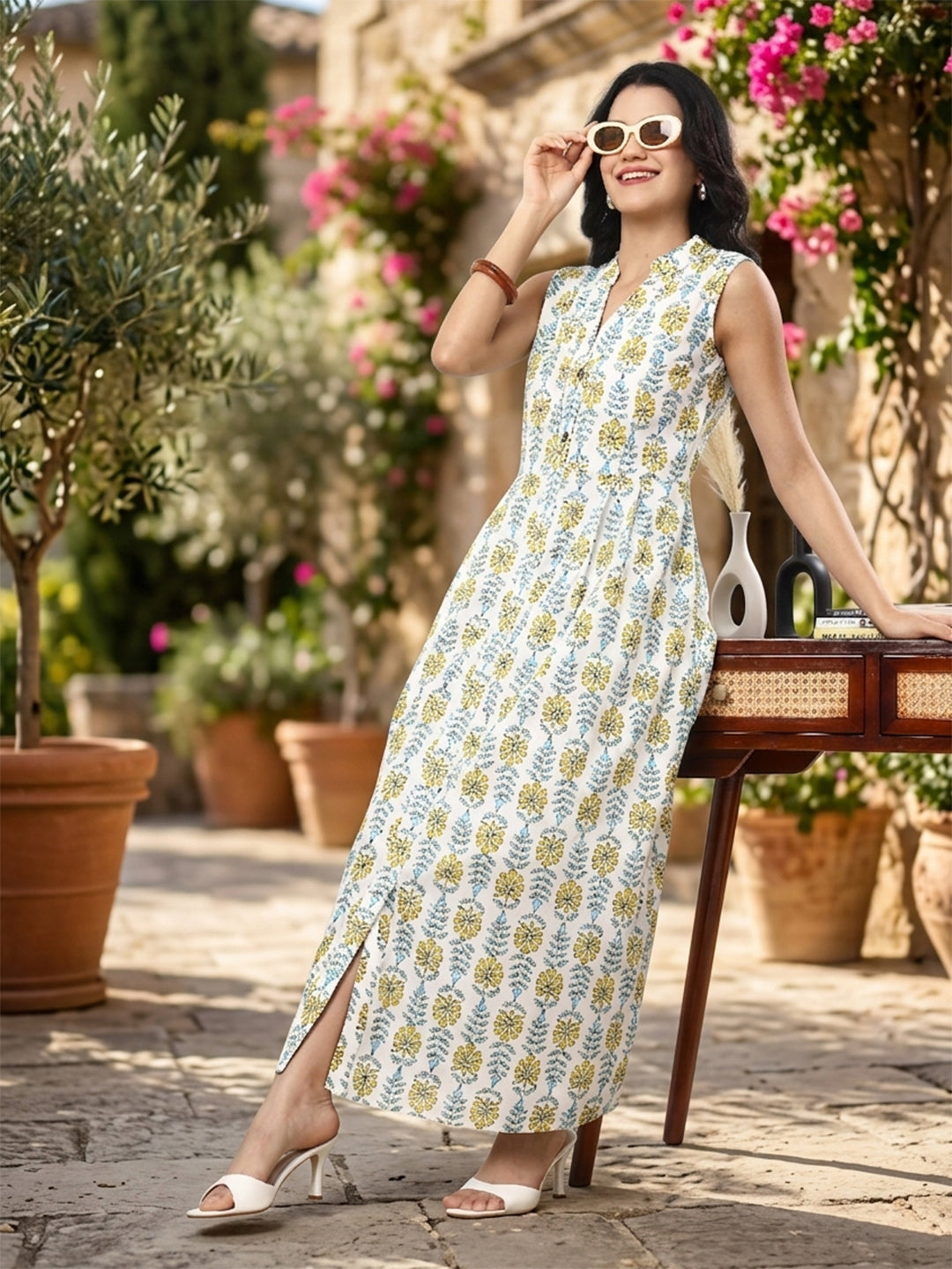Cotton A-Line Maxi Dress