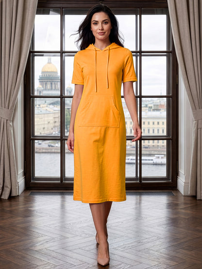 BRINNS Women Hooded Pure Cotton T-shirt Midi Dress