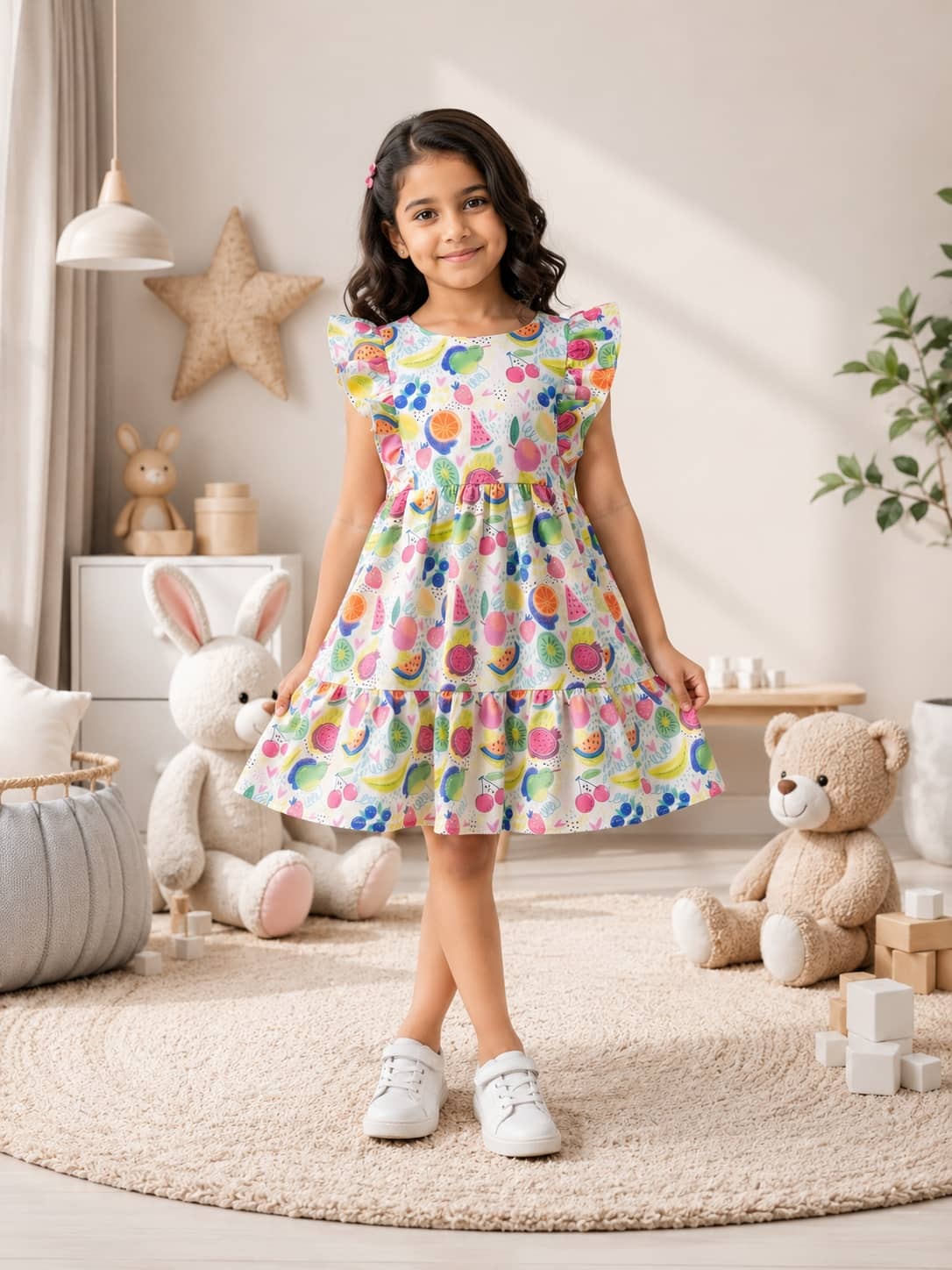 Poppylane Tiered Dress with Frill/Flutter Sleeves