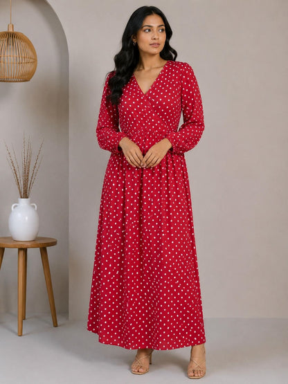 Printed Puff Sleeves Maxi Dress