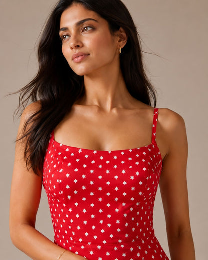 Printed Sleeveless Midi Dress