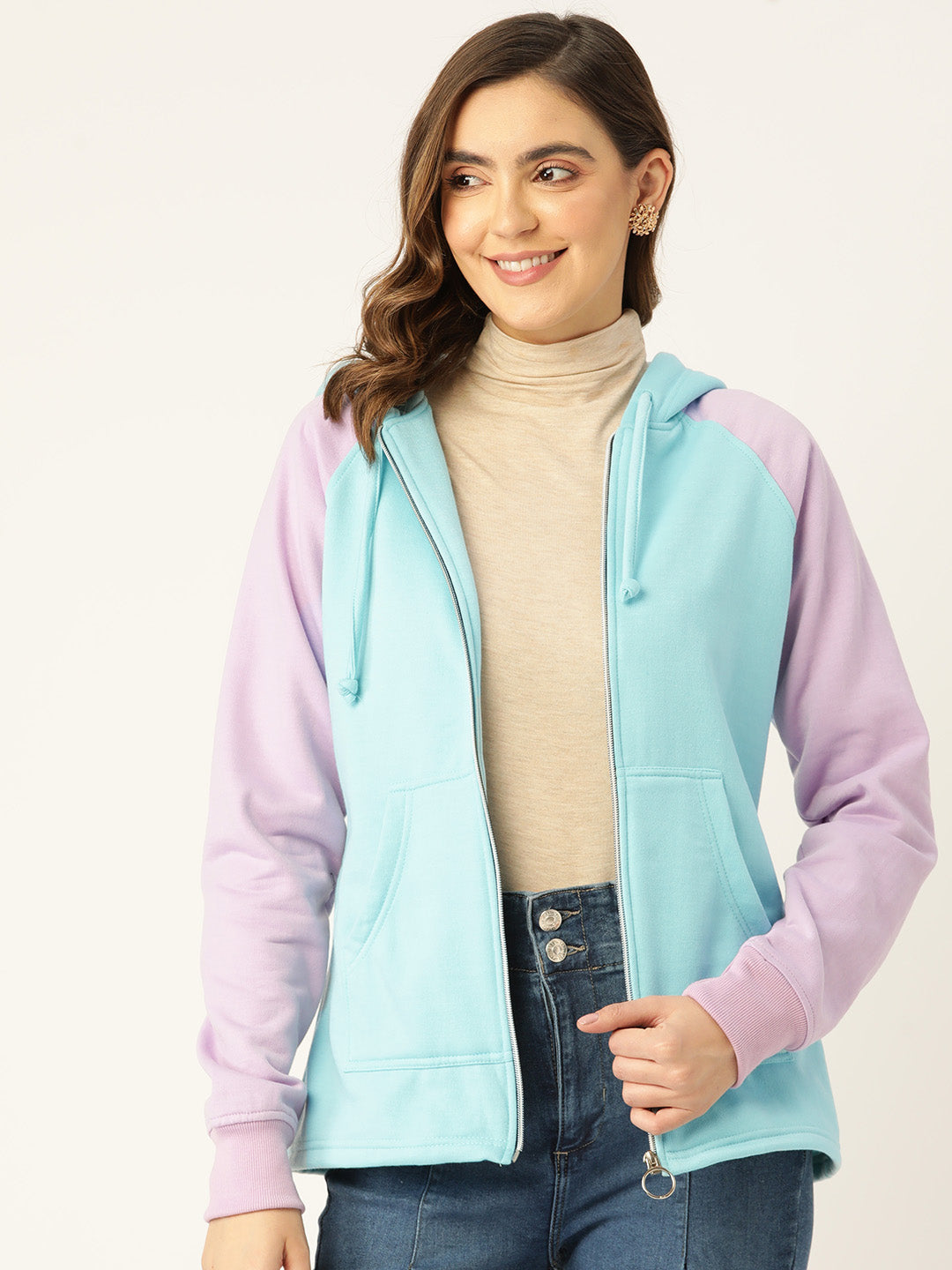Colourblocked Fleece Hooded Sweatshirt