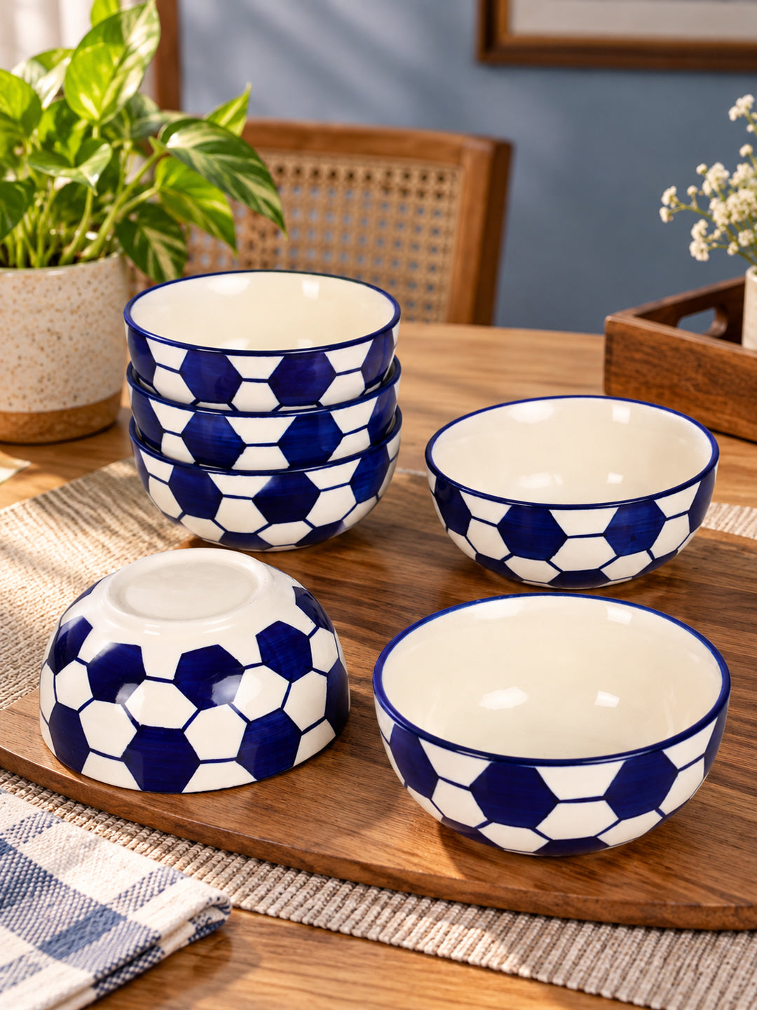Dinner Bowls Set of 6 | Blue |220 ml
