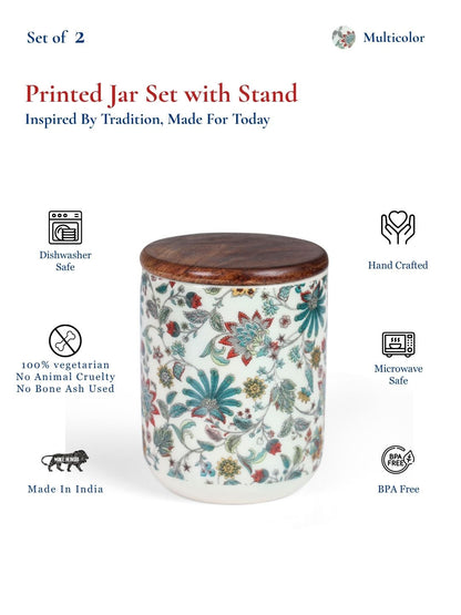 Small Jars with Wooden lid- Set of 2 with Metal Stand