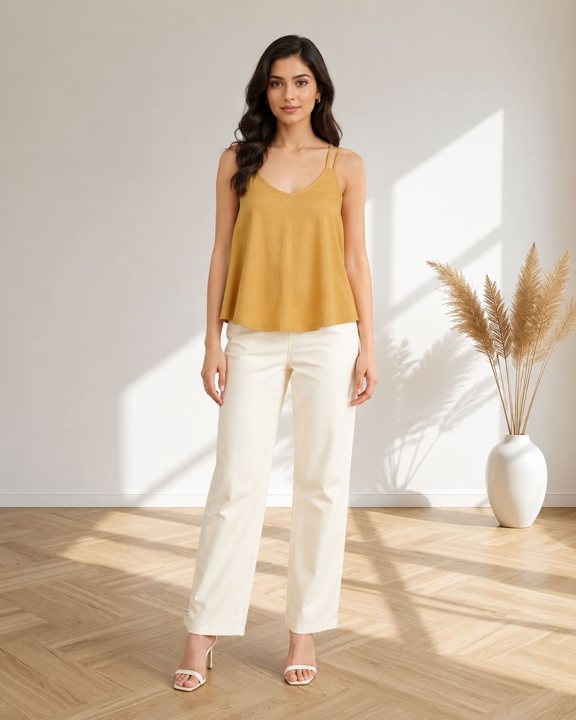 Solid V-Neck Relaxed Fit Cami Top