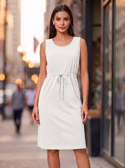 Tie-Up Detail Cotton Shift Dress