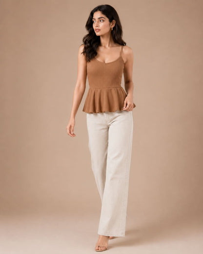 Shoulder Strap Peplum Top