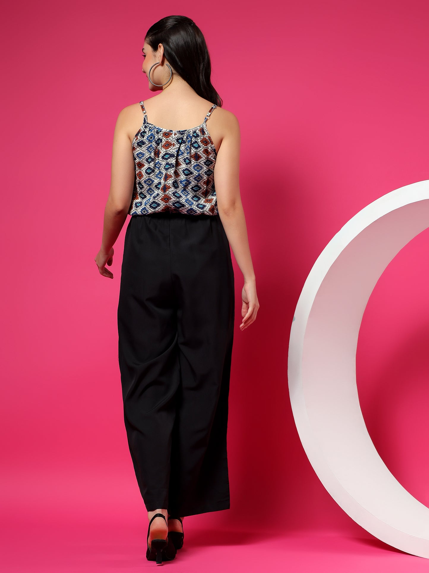 Printed Shoulder Straps Sleeveless Jumpsuit