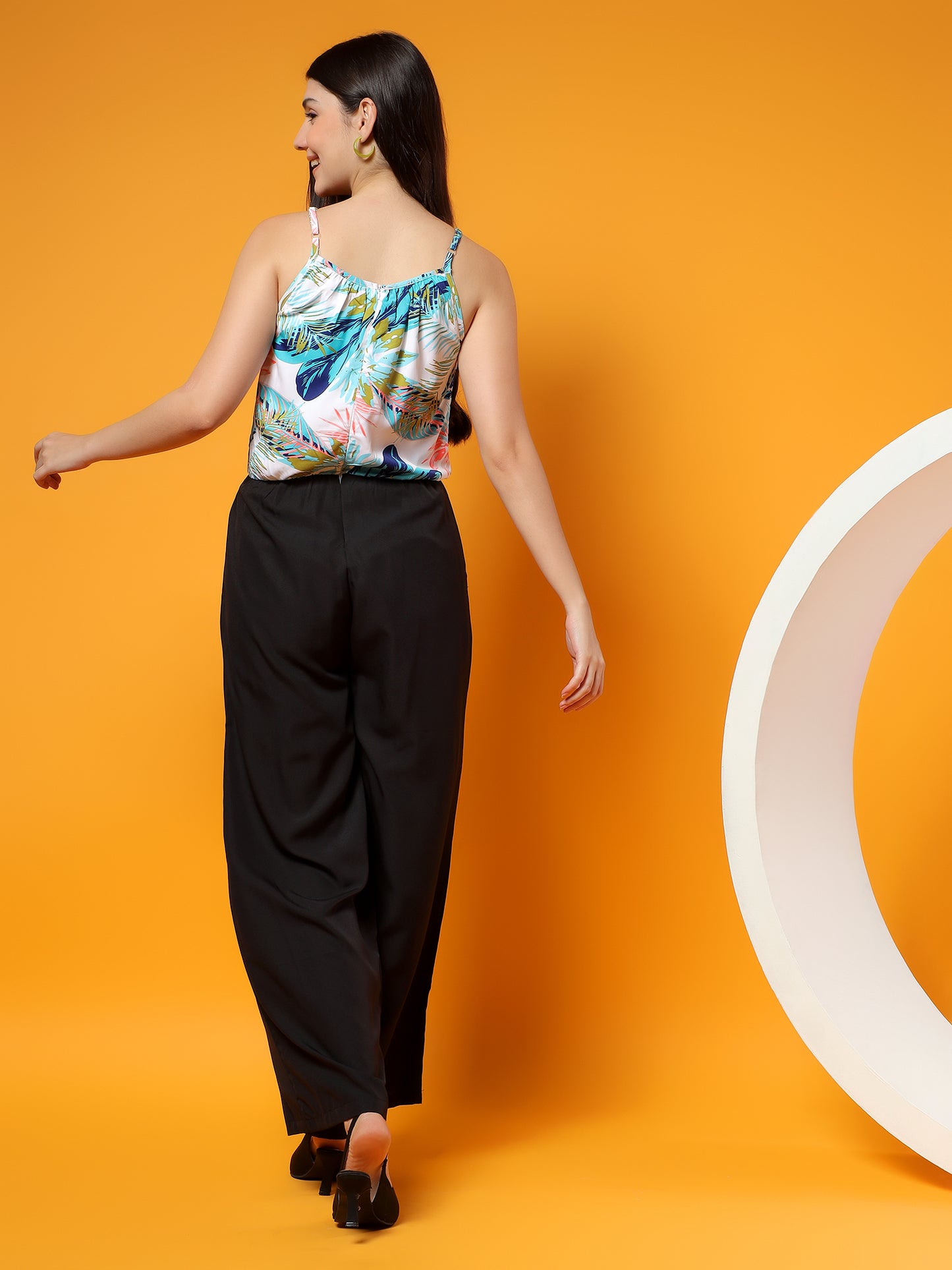 Printed Shoulder Straps Sleeveless Jumpsuit