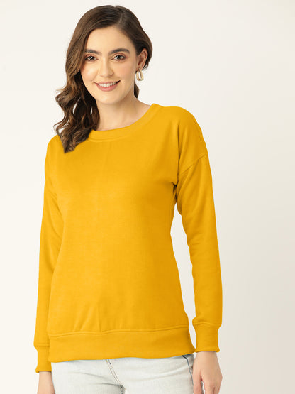 Solid Fleece Pullover Sweatshirt with Pockets