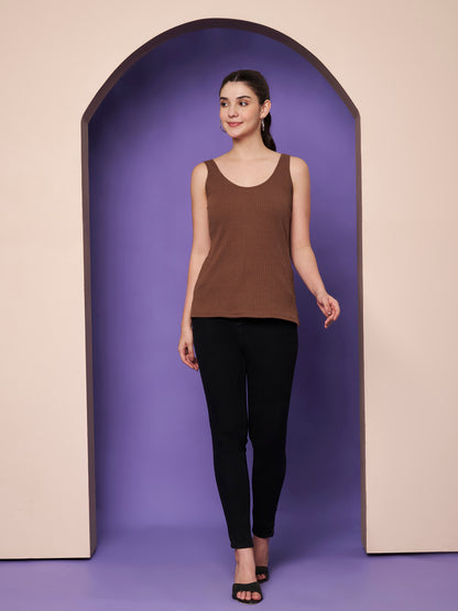BRINNS Women's Cotton Solid Non-Padded Round Neck Camisole