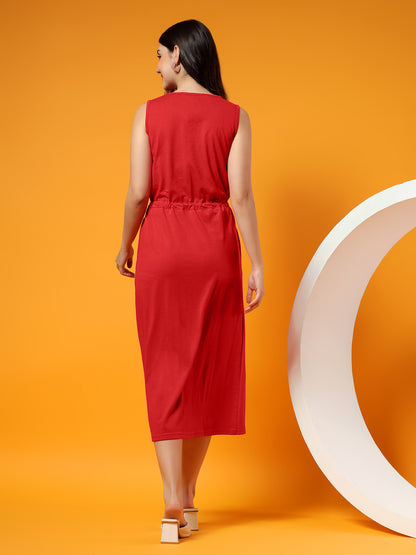 Belted Cotton Fit & Flare Midi Dress