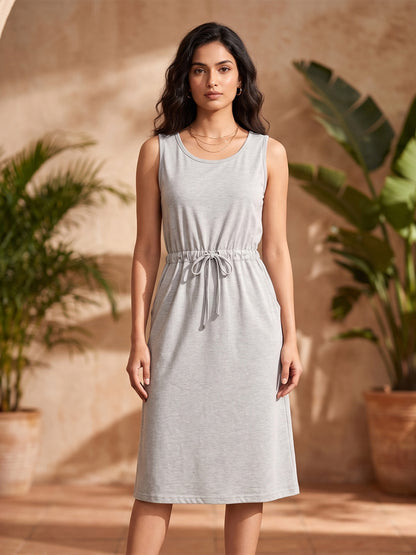Tie-Up Detail Cotton Shift Dress