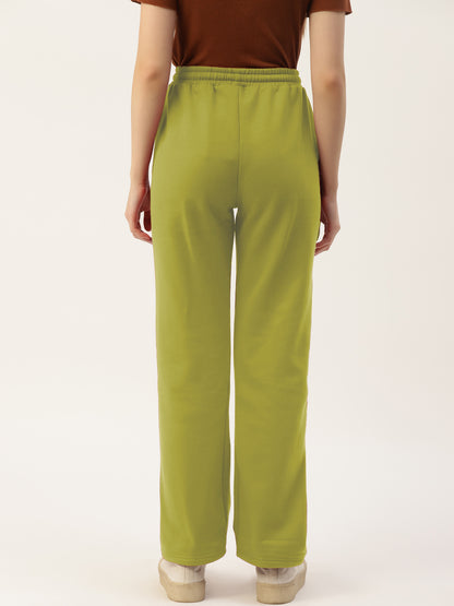 Solid Relaxed Straight Fit PolyCotton Fleece Trousers