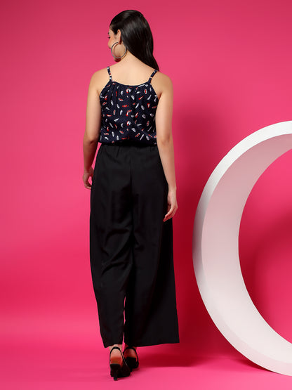 Printed Shoulder Straps Sleeveless Jumpsuit