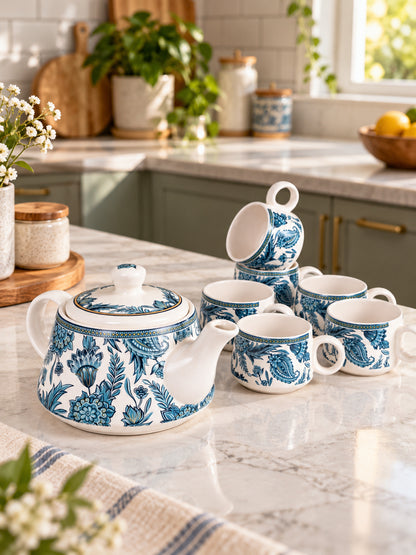 Tea Set | Printed | Kettle (1200 ml) & 6 Cups (200 ml)