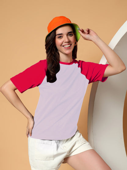 BRINNS Women Solid Raglan Sleeves Round Neck Cotton T-shirt