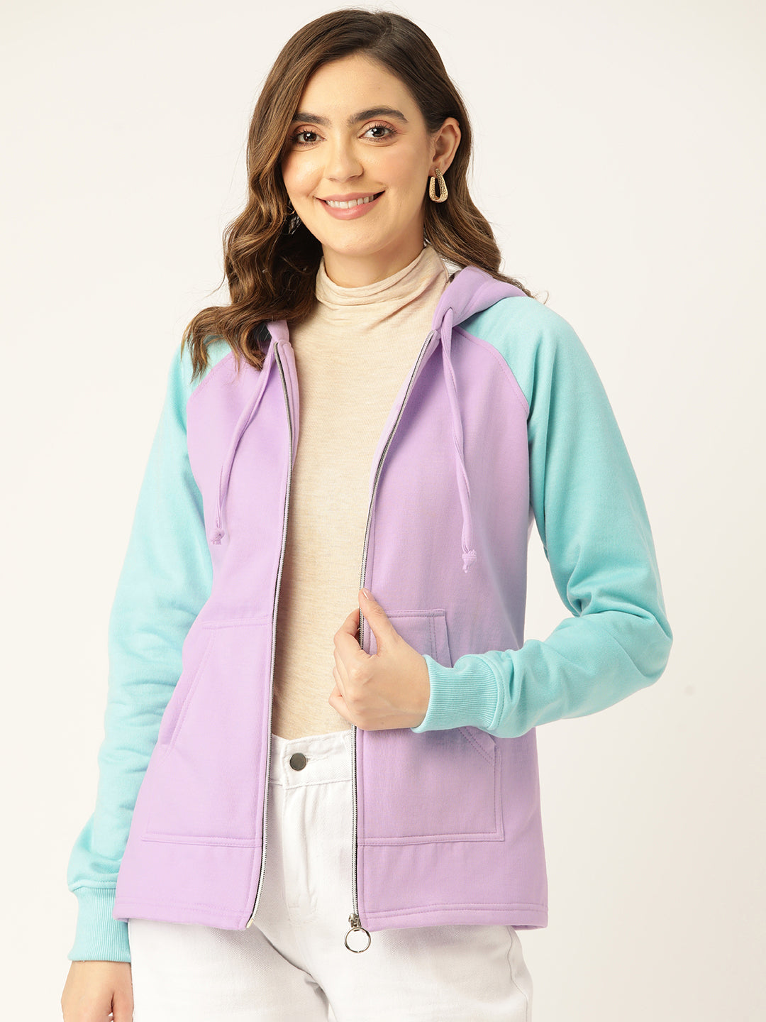 Colourblocked Fleece Hooded Sweatshirt