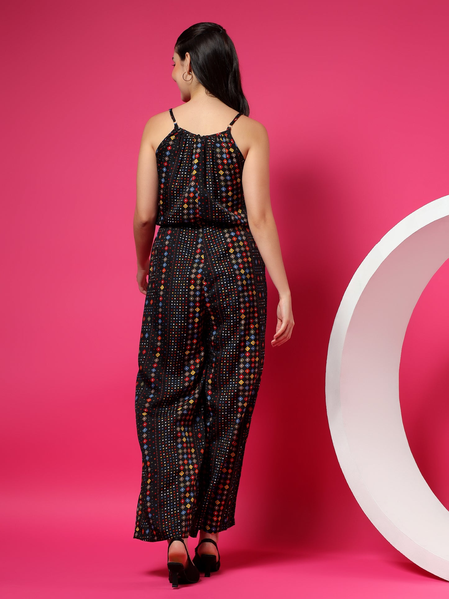 Printed Shoulder Straps Sleeveless Jumpsuit