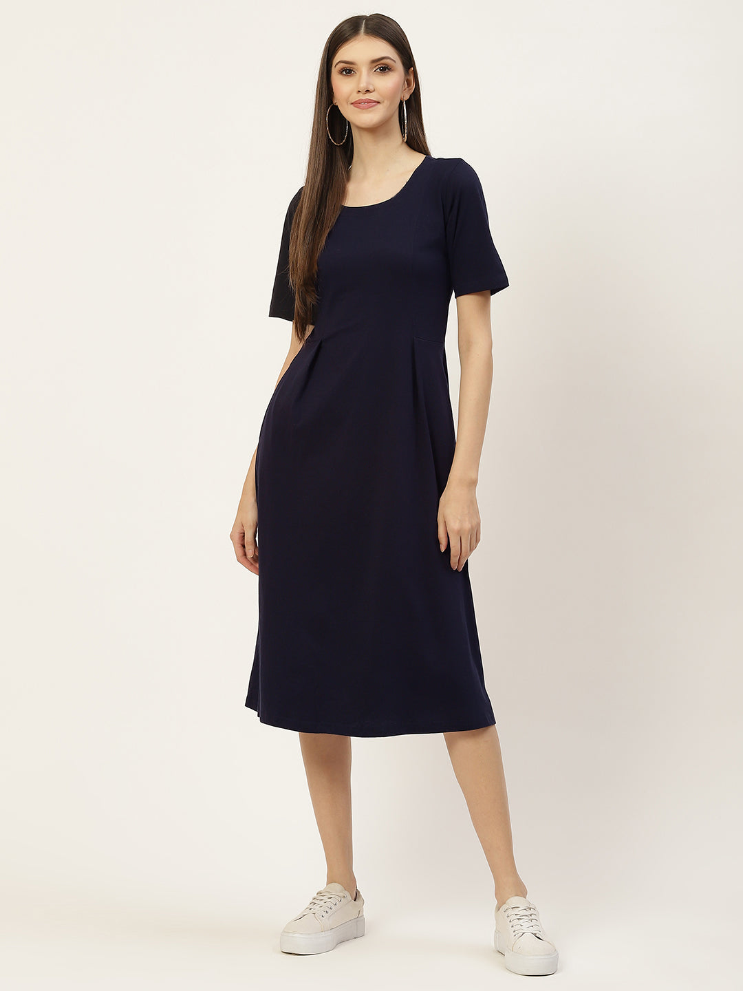 Pure Cotton A-Line Midi Dress