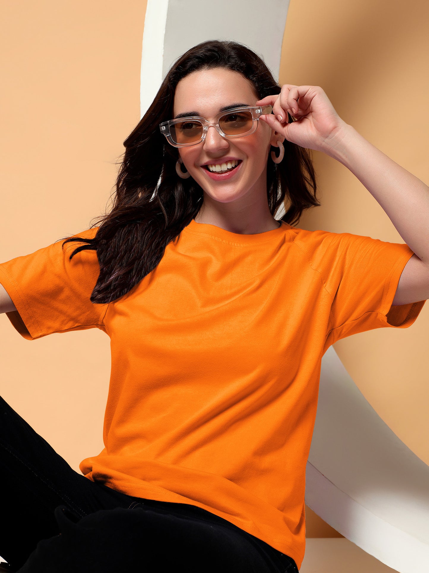 BRINNS Women Solid Raglan Sleeves Round Neck Cotton T-shirt