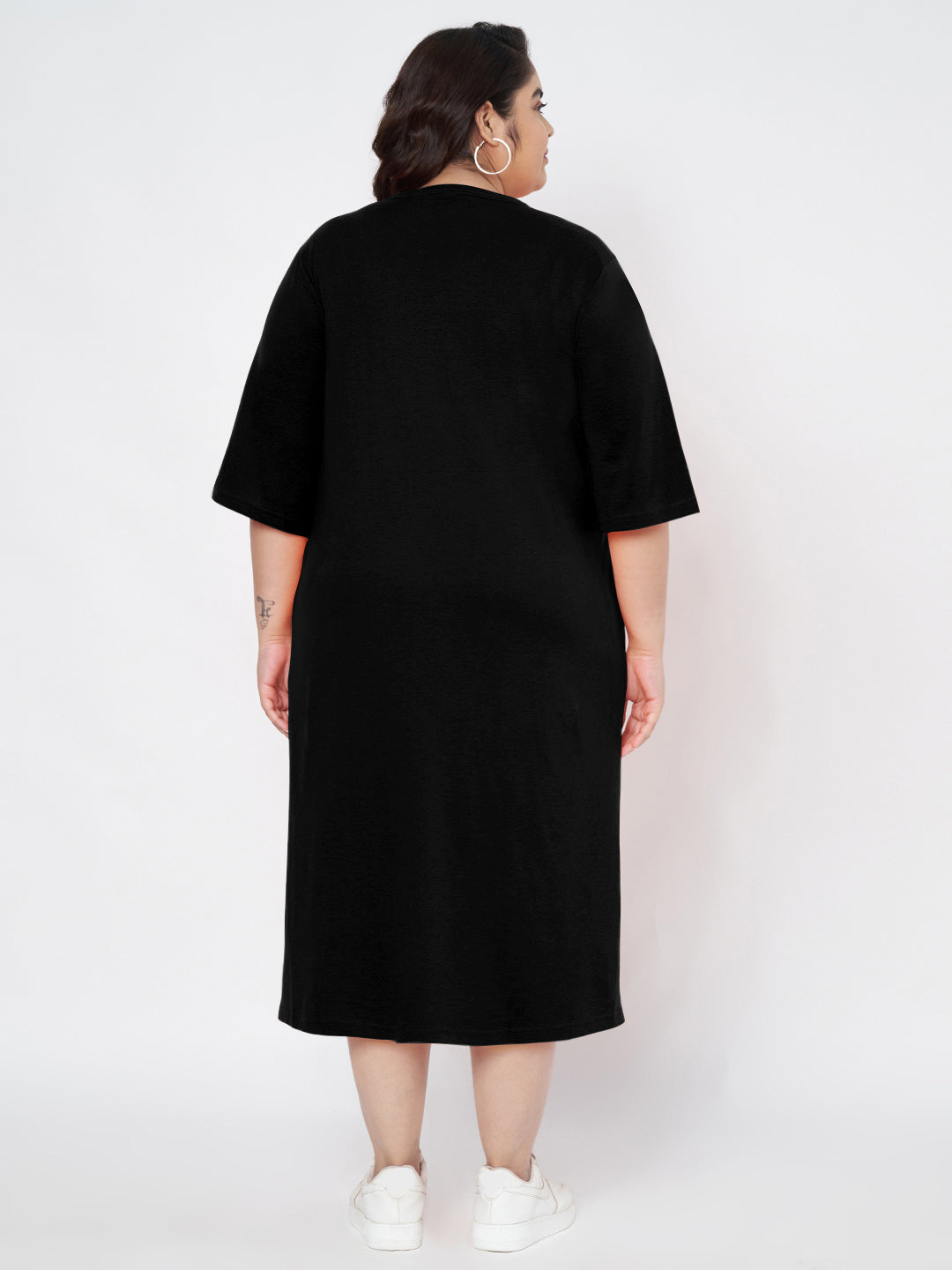 Plus Size Cotton T-shirt Midi Dress