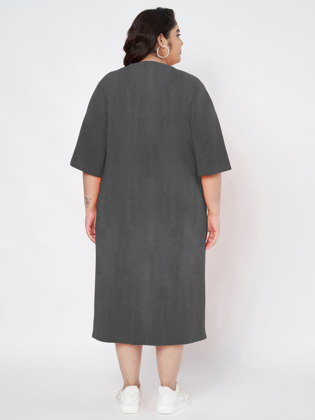 Plus Size Cotton T-shirt Midi Dress