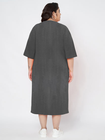 Plus Size Cotton T-shirt Midi Dress