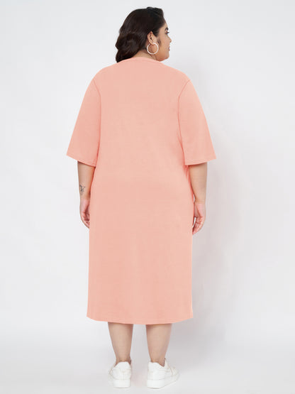 Plus Size Cotton T-shirt Midi Dress