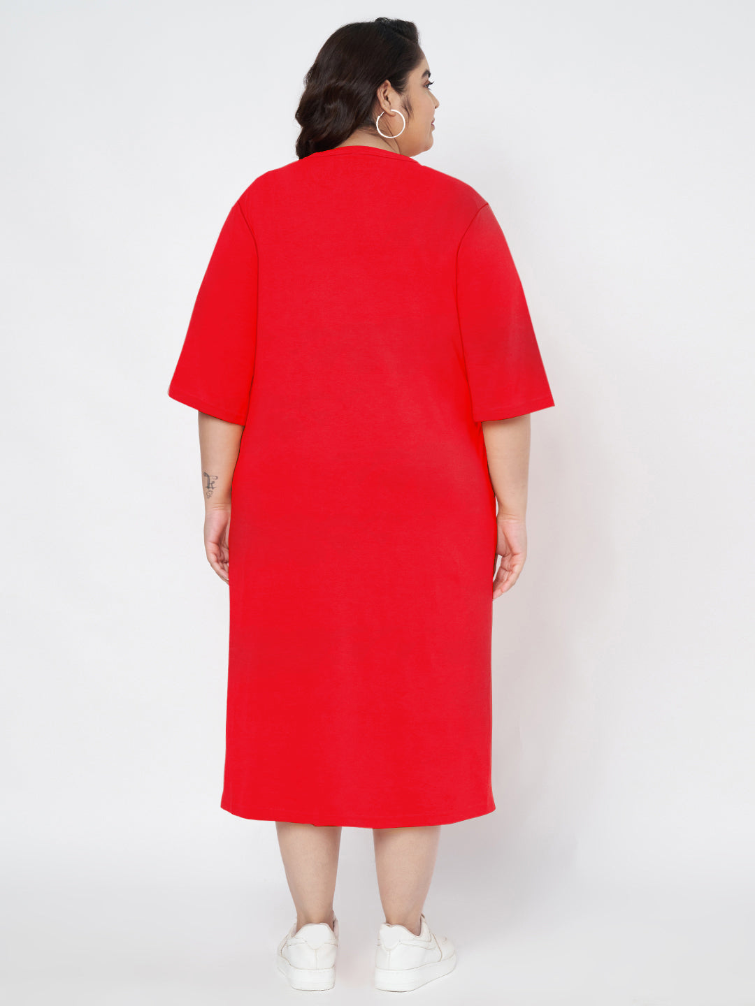Plus Size Cotton T-shirt Midi Dress