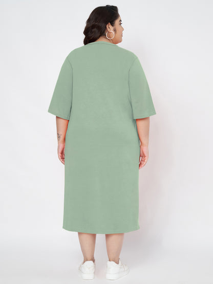 Plus Size Cotton T-shirt Midi Dress