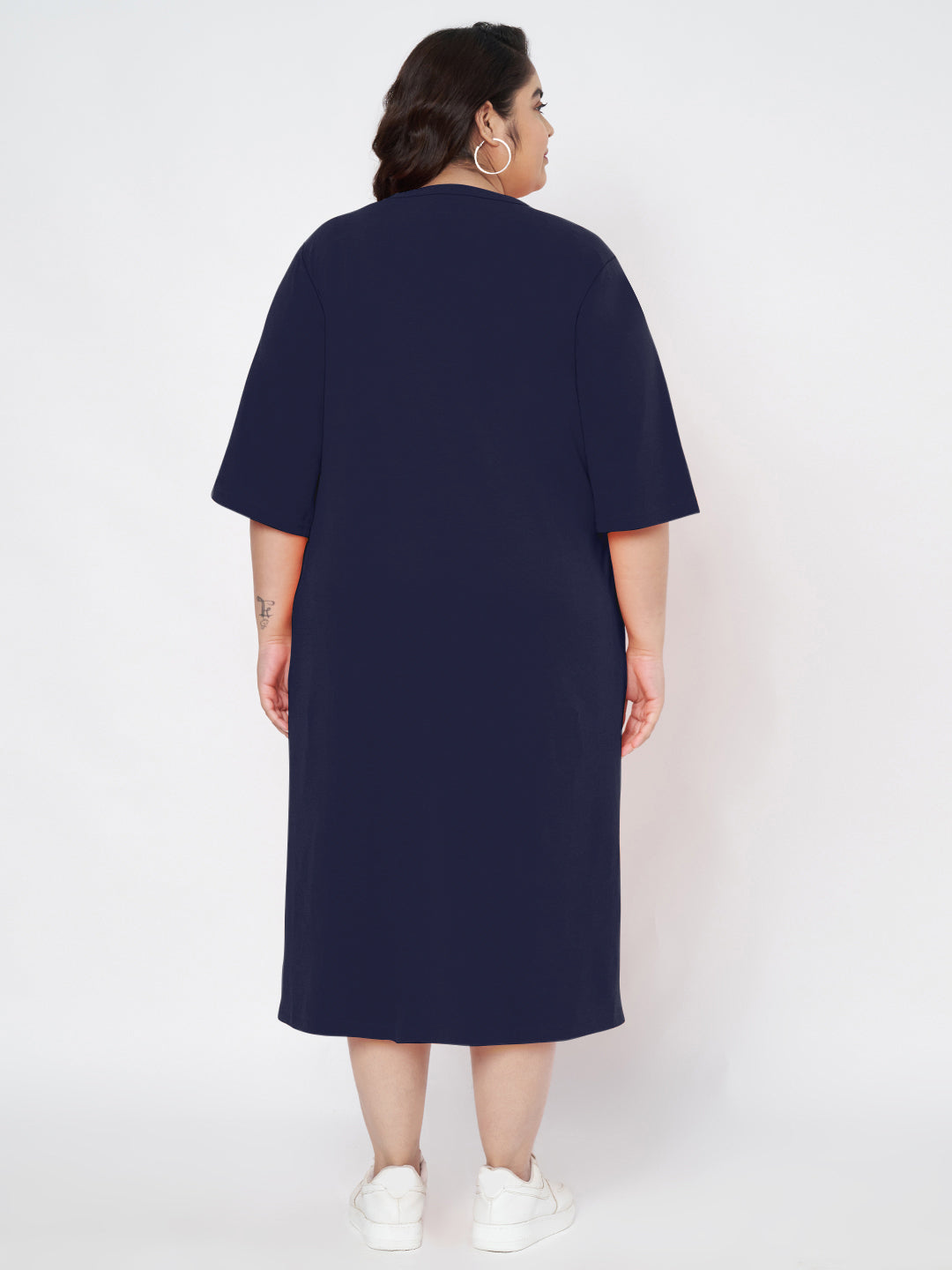 Plus Size Cotton T-shirt Midi Dress
