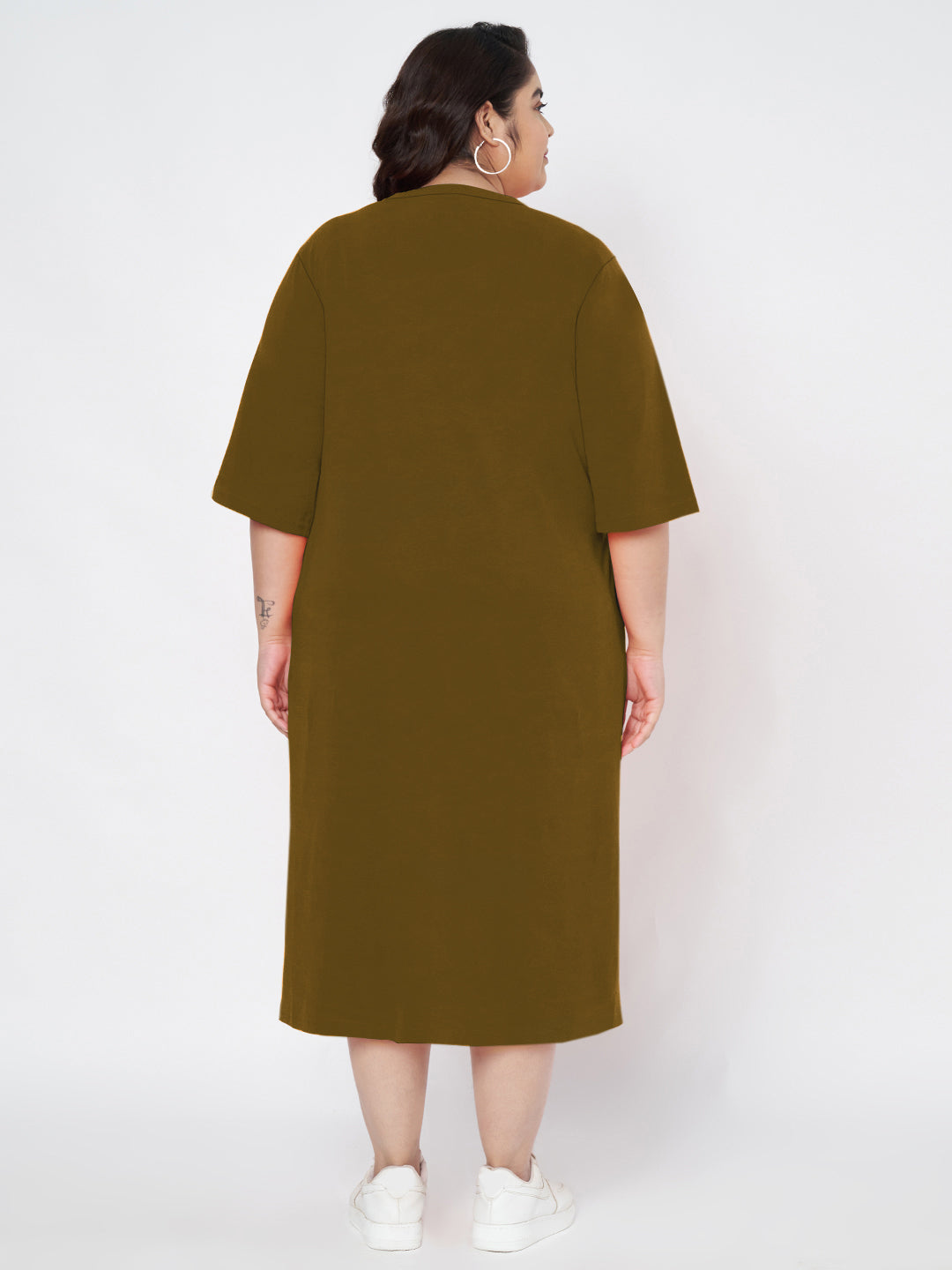 Plus Size Cotton T-shirt Midi Dress