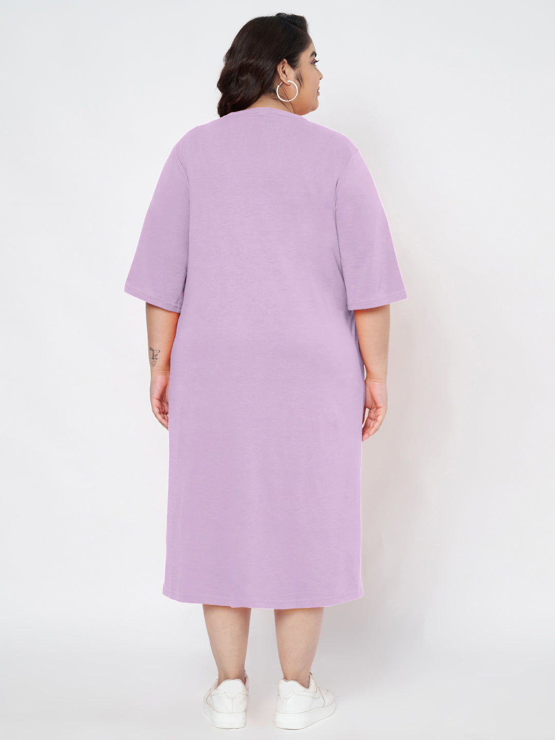 Plus Size Cotton T-shirt Midi Dress