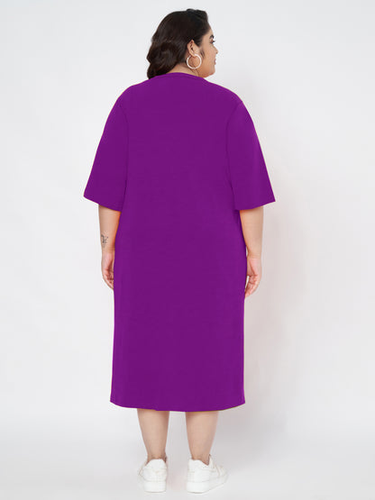 Plus Size Cotton T-shirt Midi Dress