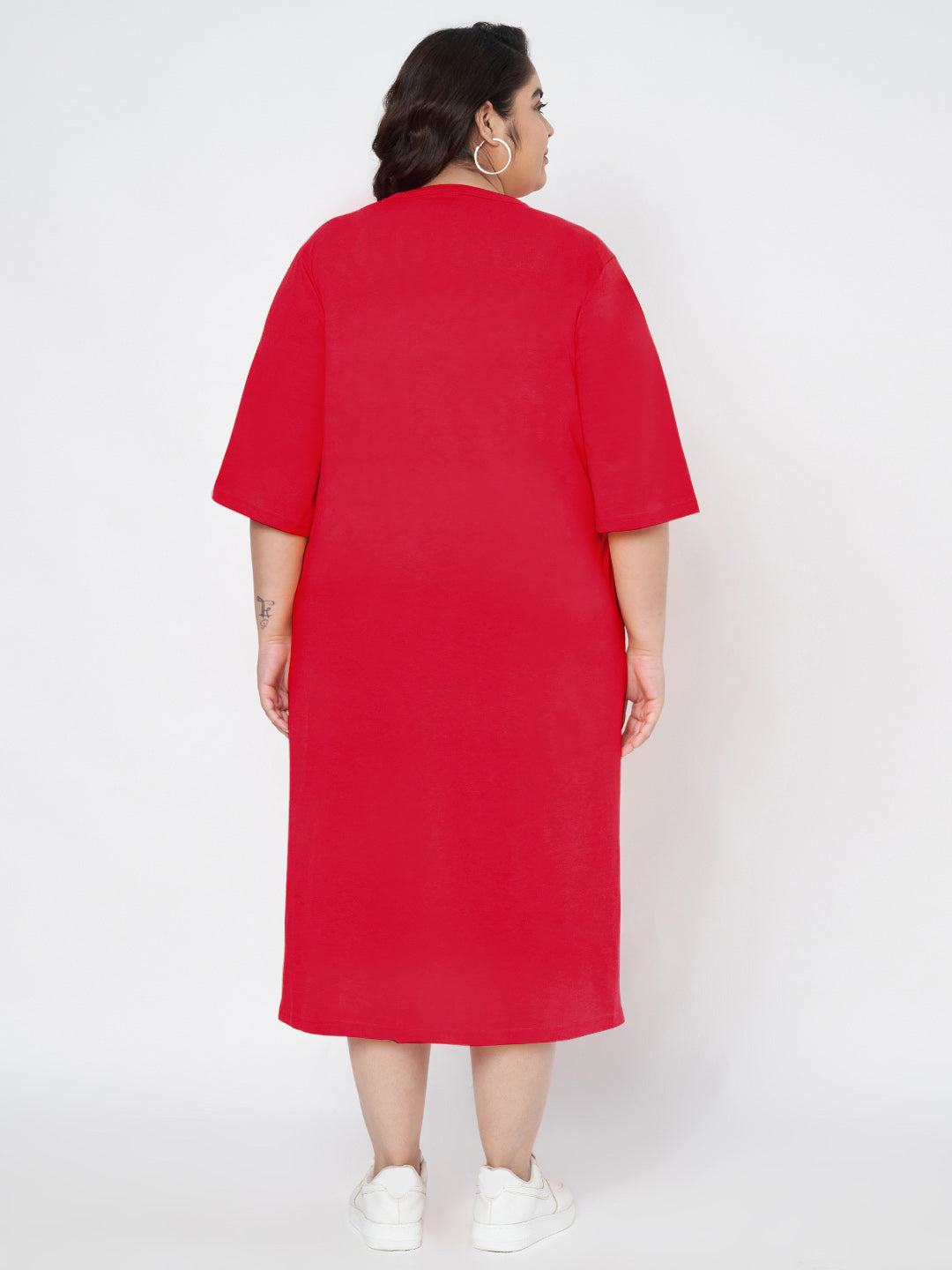 Plus Size Cotton T-shirt Midi Dress