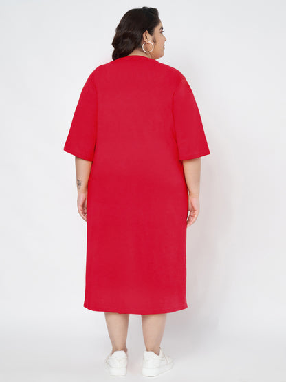 Plus Size Cotton T-shirt Midi Dress