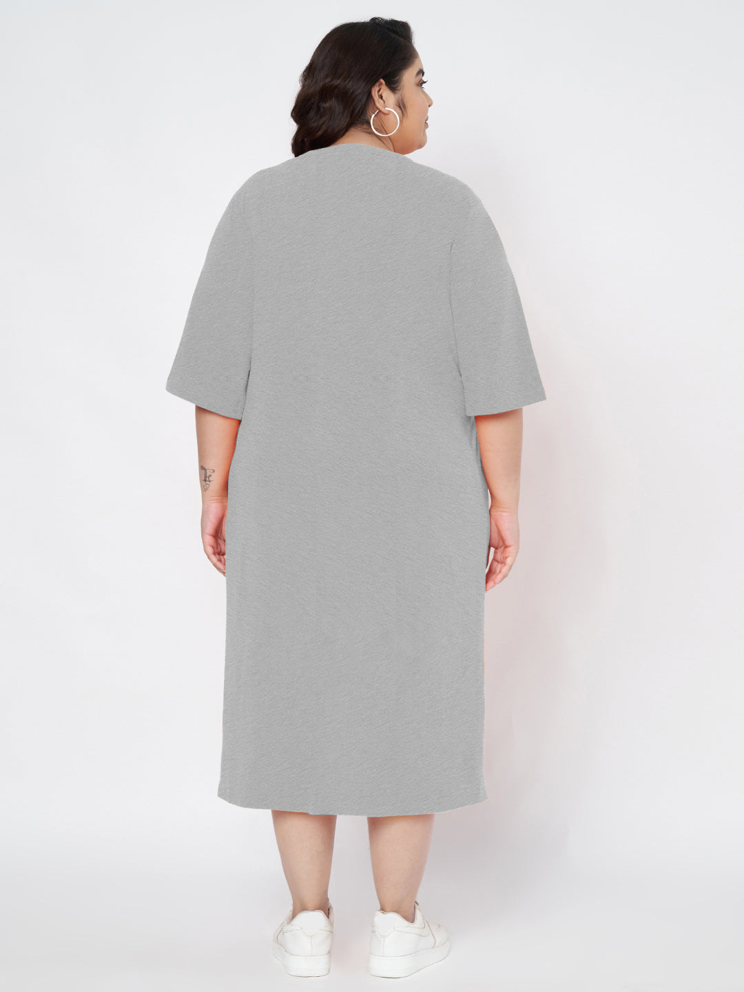 Plus Size Cotton T-shirt Midi Dress