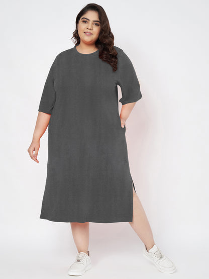 Plus Size Cotton T-shirt Midi Dress